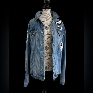 FRAME x Bjorn Iooss SS17 Denim Jacket Patches Distressed Blue Size M Rare